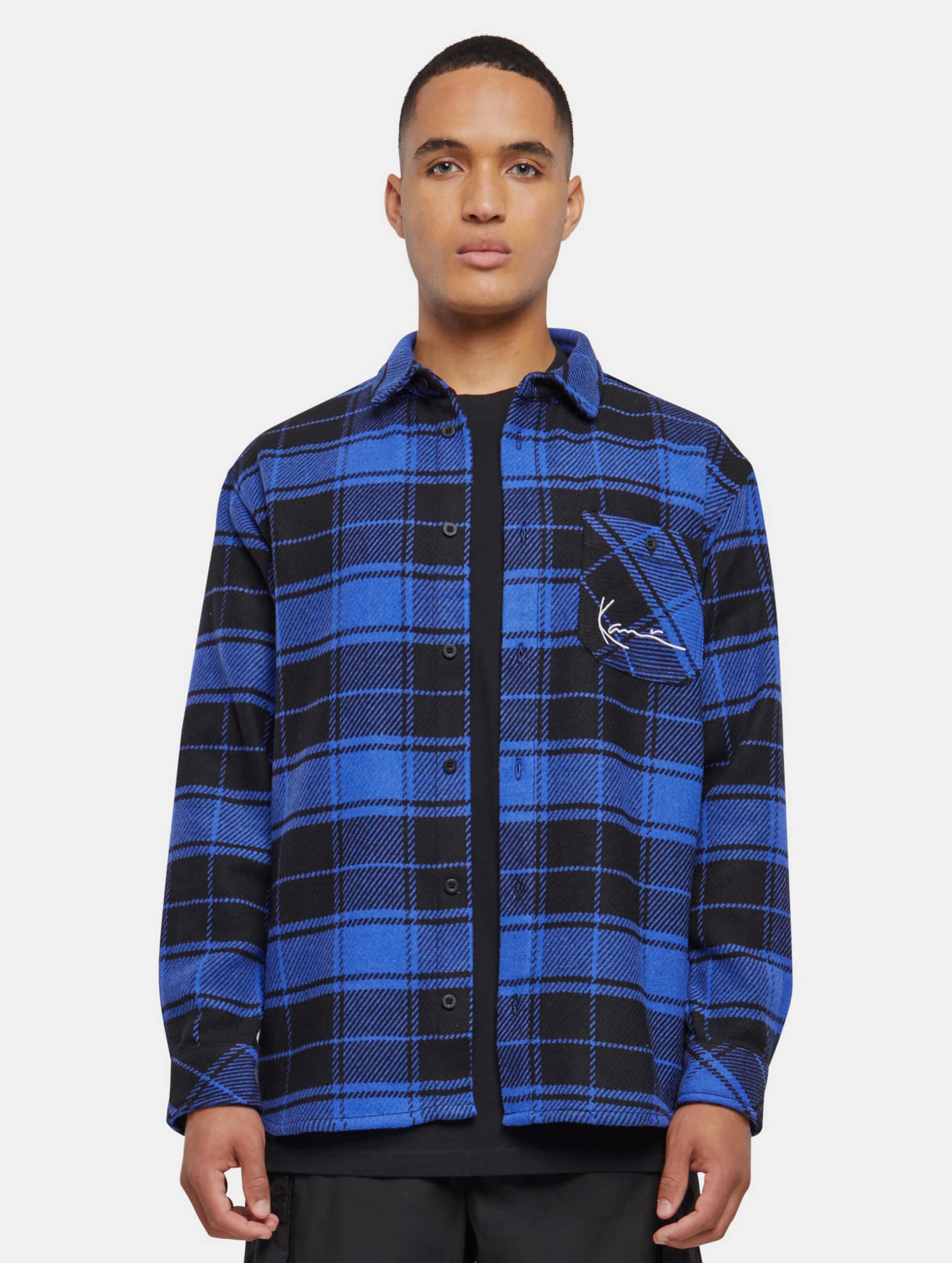 Karl Kani KK Chest Signature Heavy Flannel Shirt Männer,Unisex op kleur blauw, Maat XL