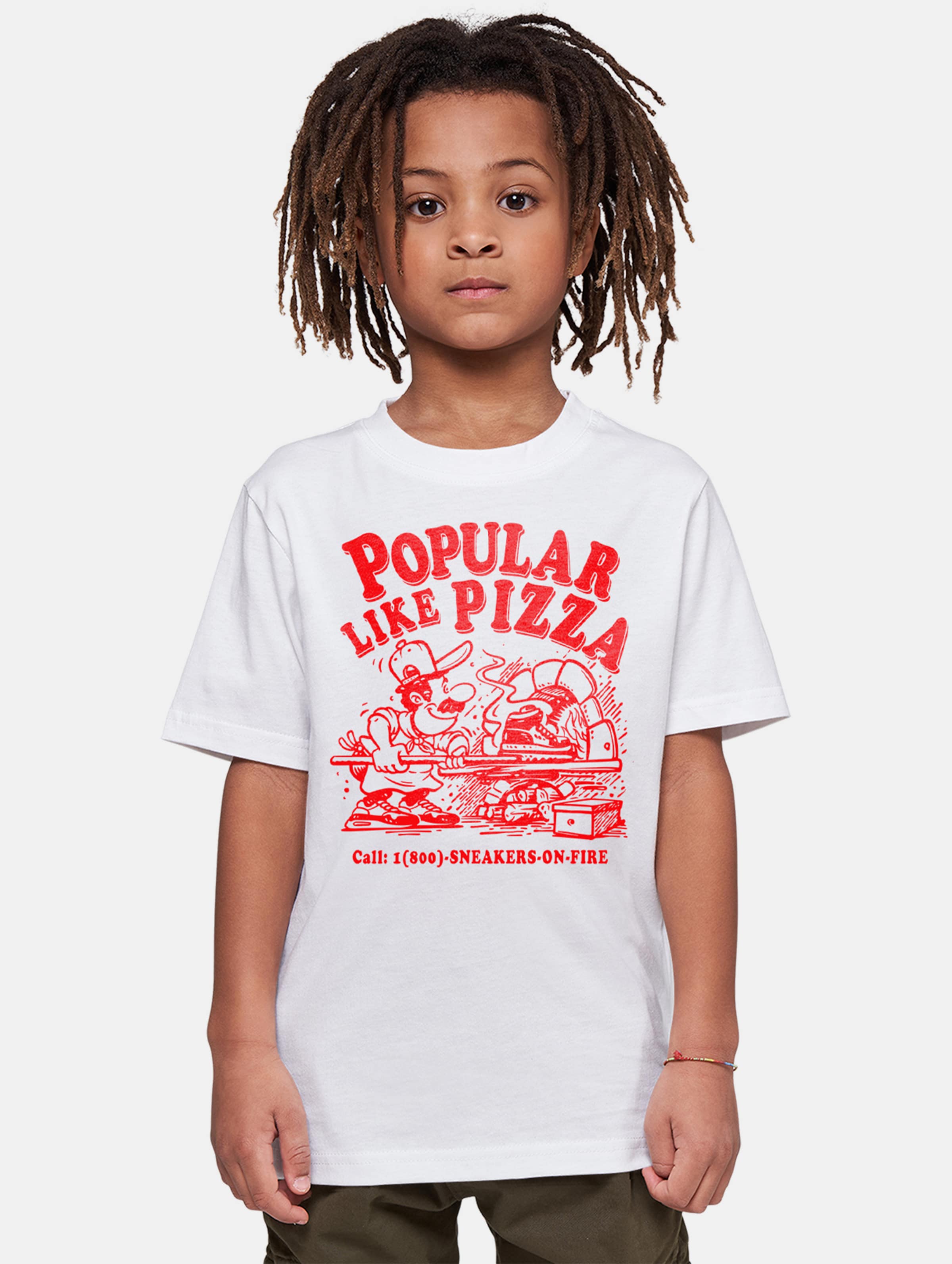 Mister Tee - Kids Like Pizza Kinder T-shirt - Kids 110/116 - Wit
