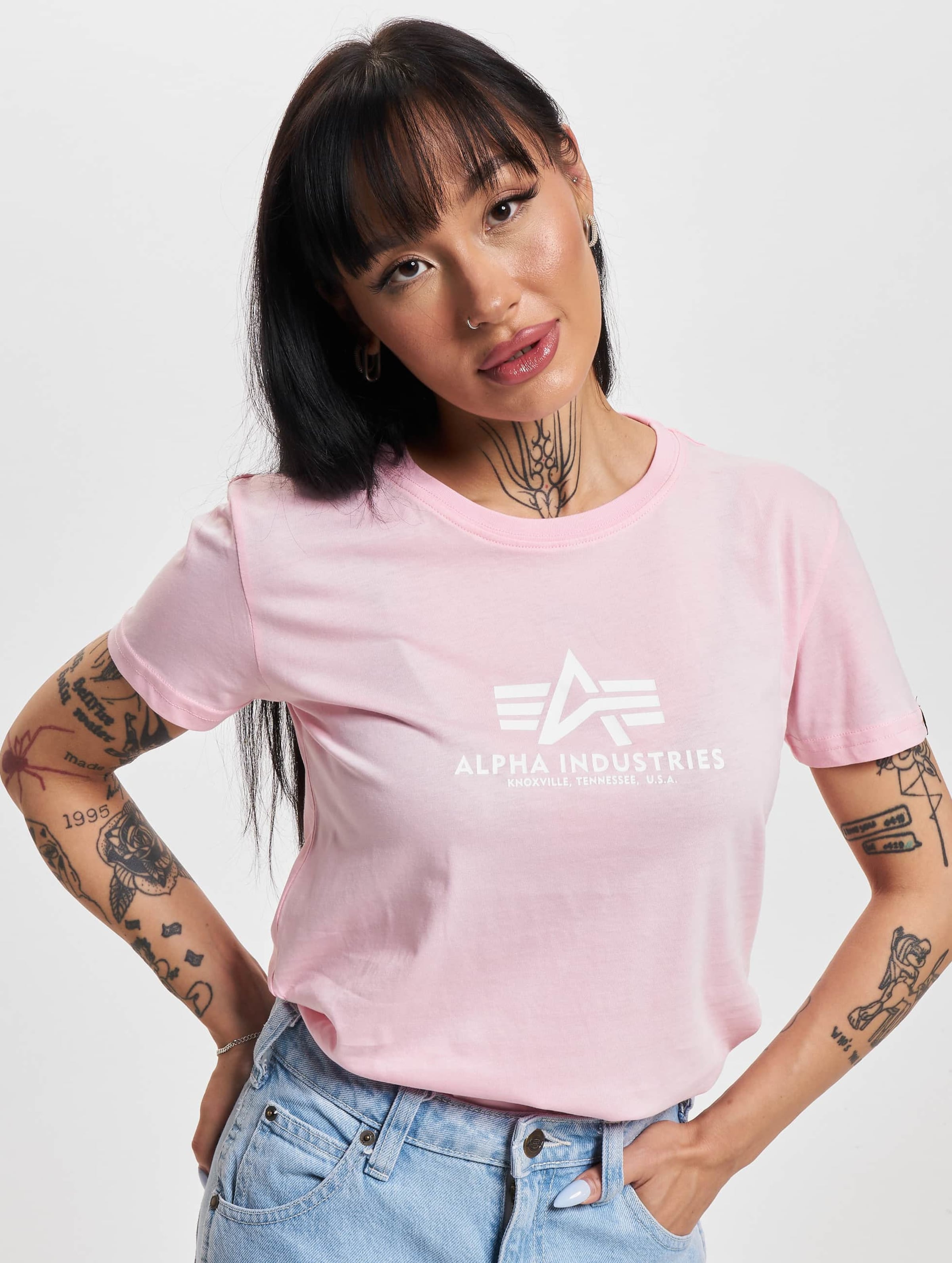 Alpha Industries New Basic T-Shirt Vrouwen op kleur roze, Maat L