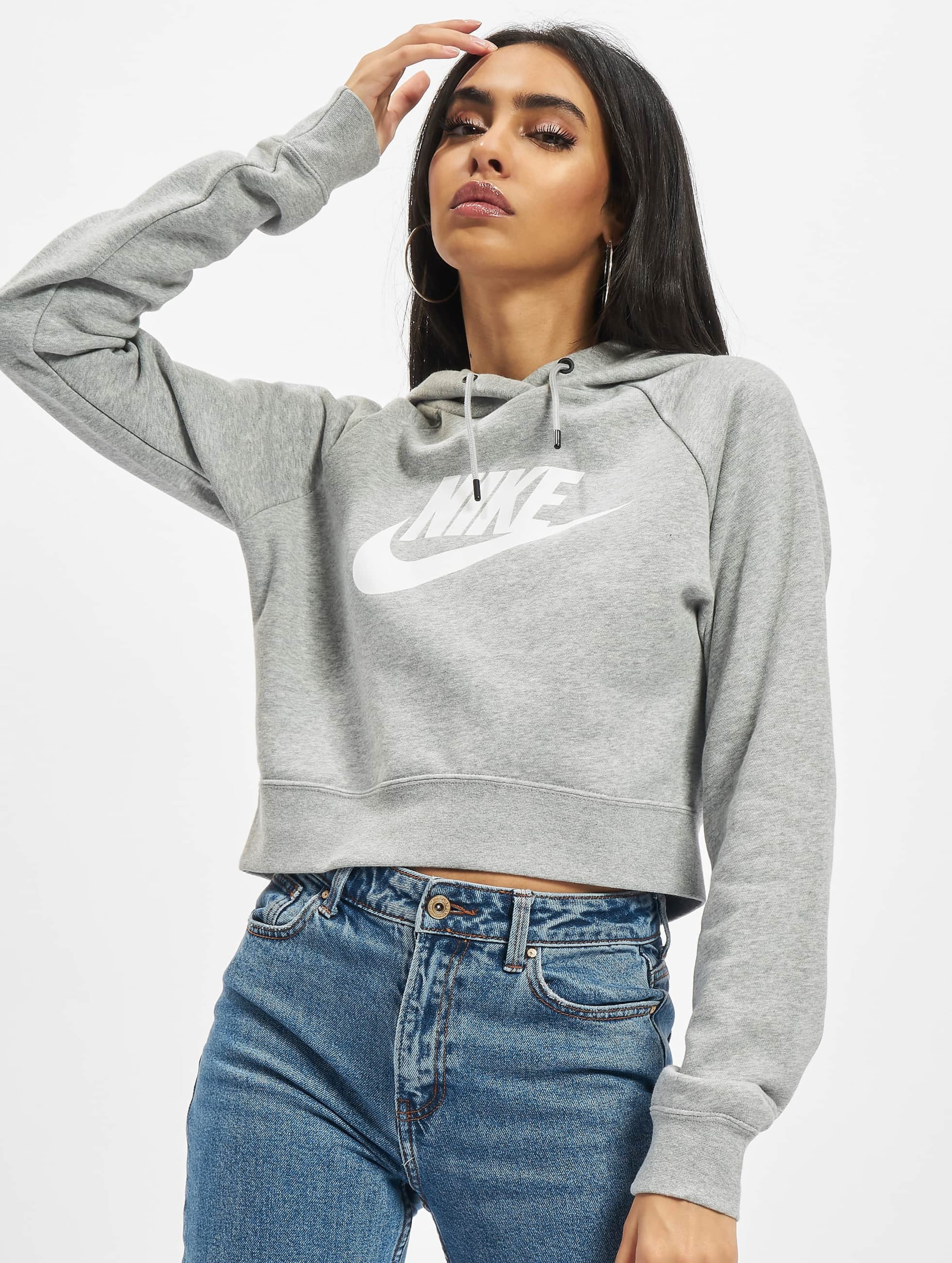 Grey nike 2025 crop top hoodie