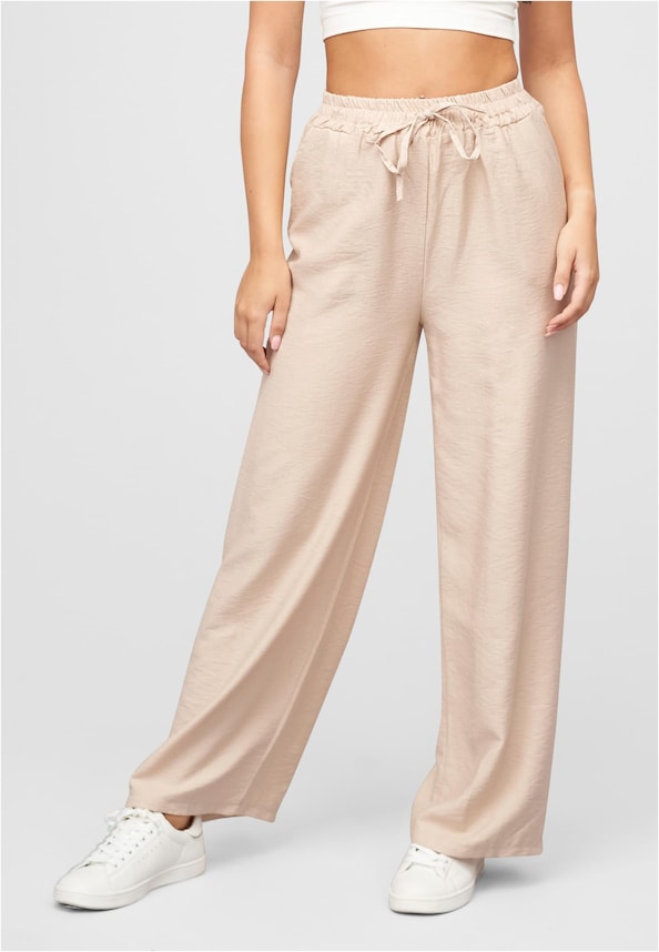 Weite Viskose Hose mit elastischen Bund und Deko-Tunnelzug-0