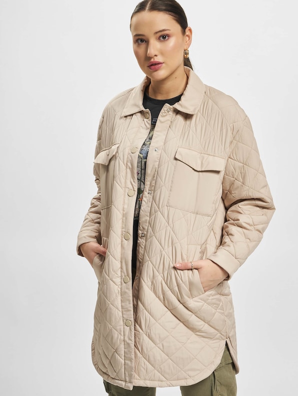 Only Newtanzia Long Quilt Shacket Coat Oxford-0