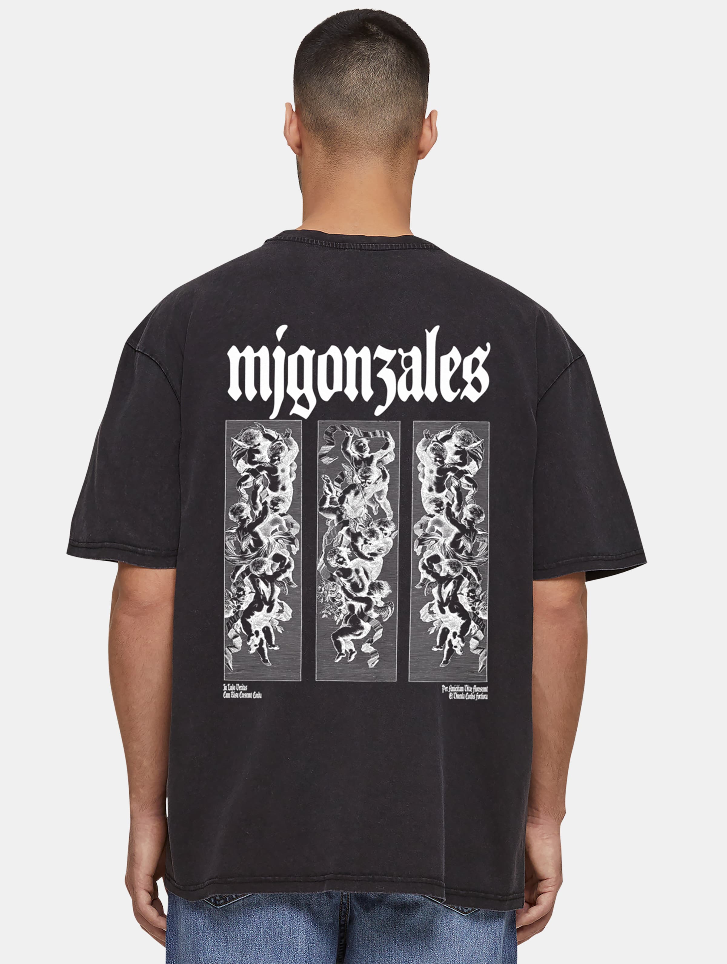 MJ Gonzales Angel's Triad Oversized T-Shirts Männer,Unisex op kleur zwart, Maat 3XL