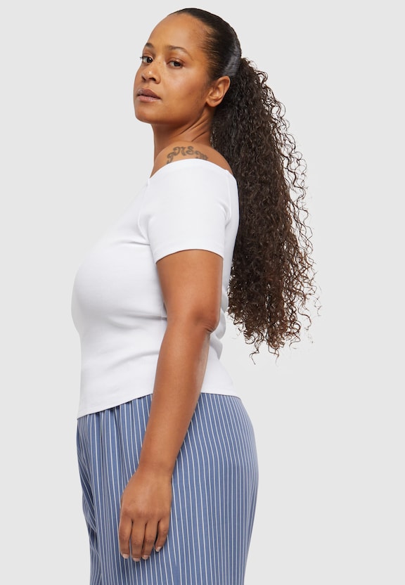 Ladies Organic Off Shoulder Rib Tee-10