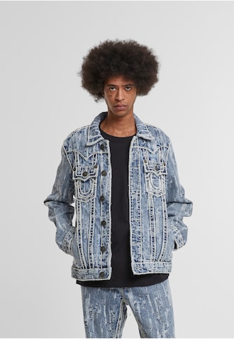 OVERSIZED DISTRESSED JACQUARD ROPE STITCH JACKET