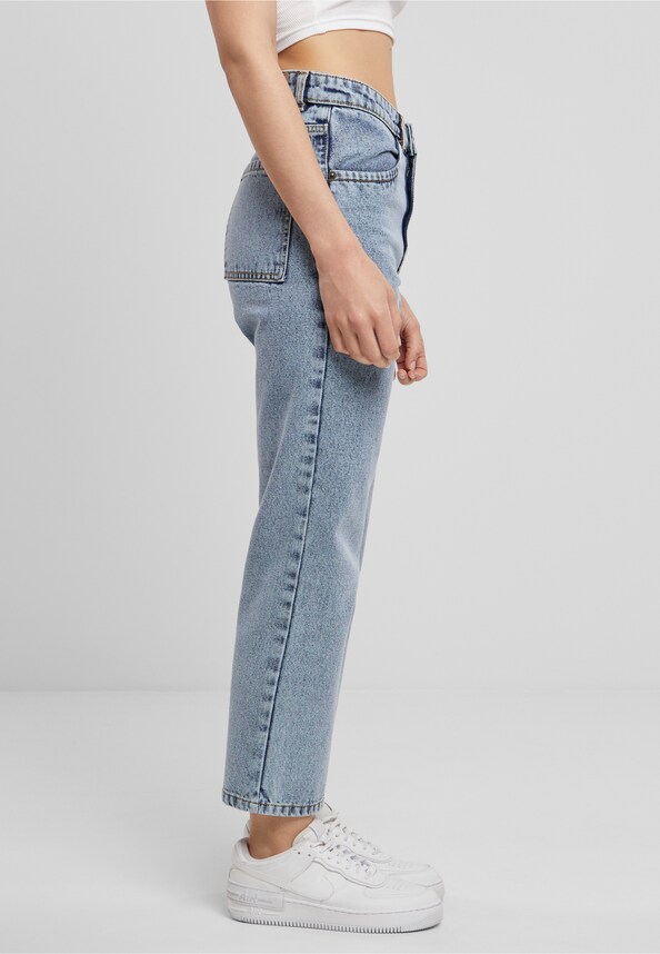 Ladies Cropped Straight Leg Denim Pants-3