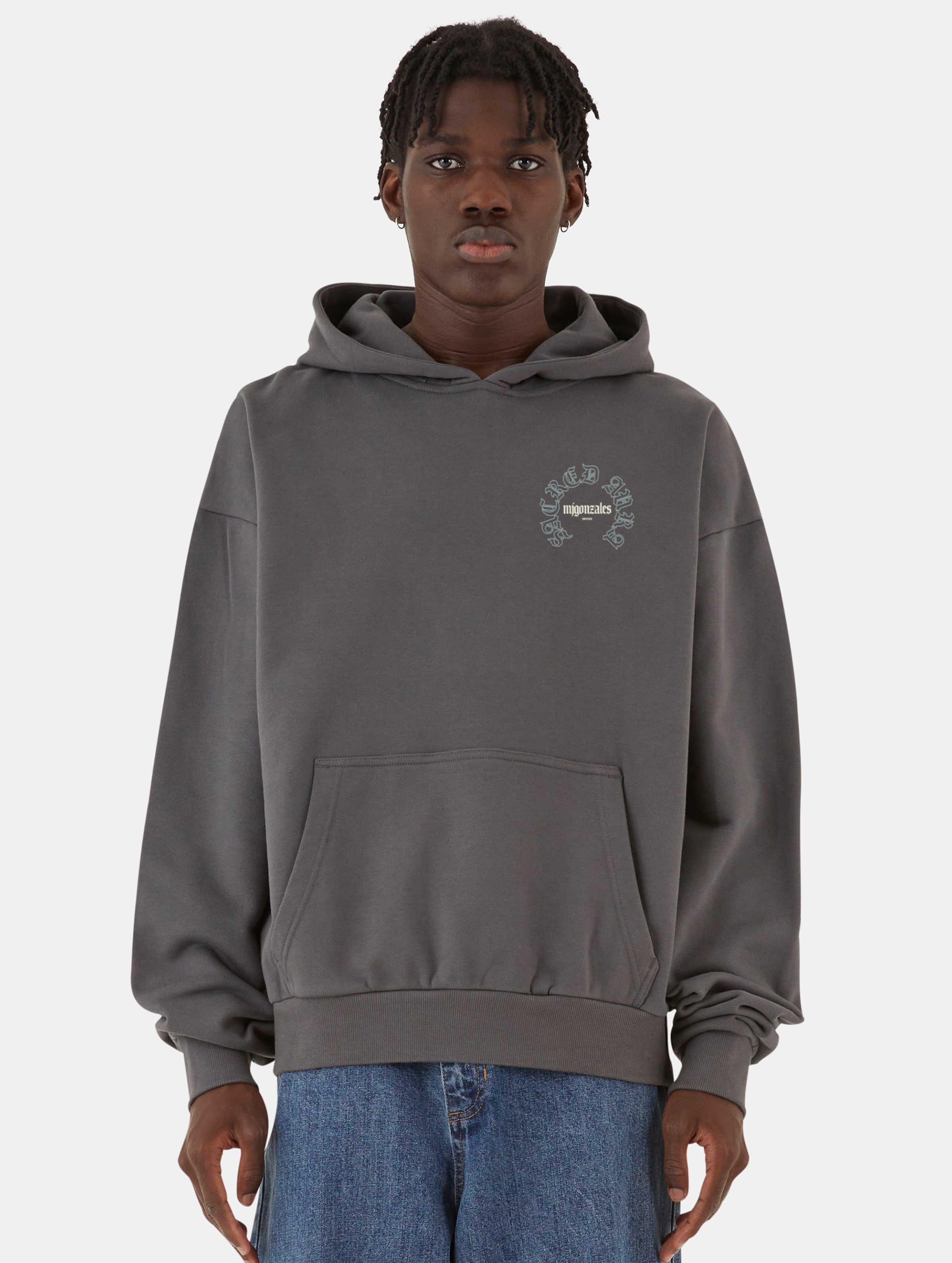 MJ Gonzales CROSS heavy oversized Hoodies op kleur grijs, Maat XL