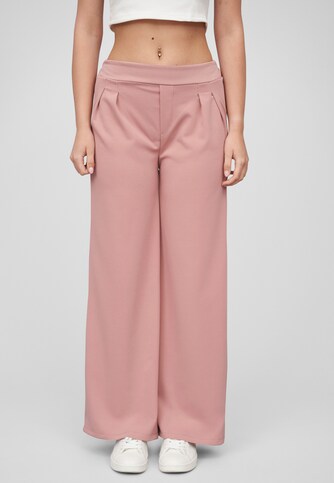 Cloud5ive Damen Stoffhose mit weitem Beinschnitt Gummibund mit Raffung