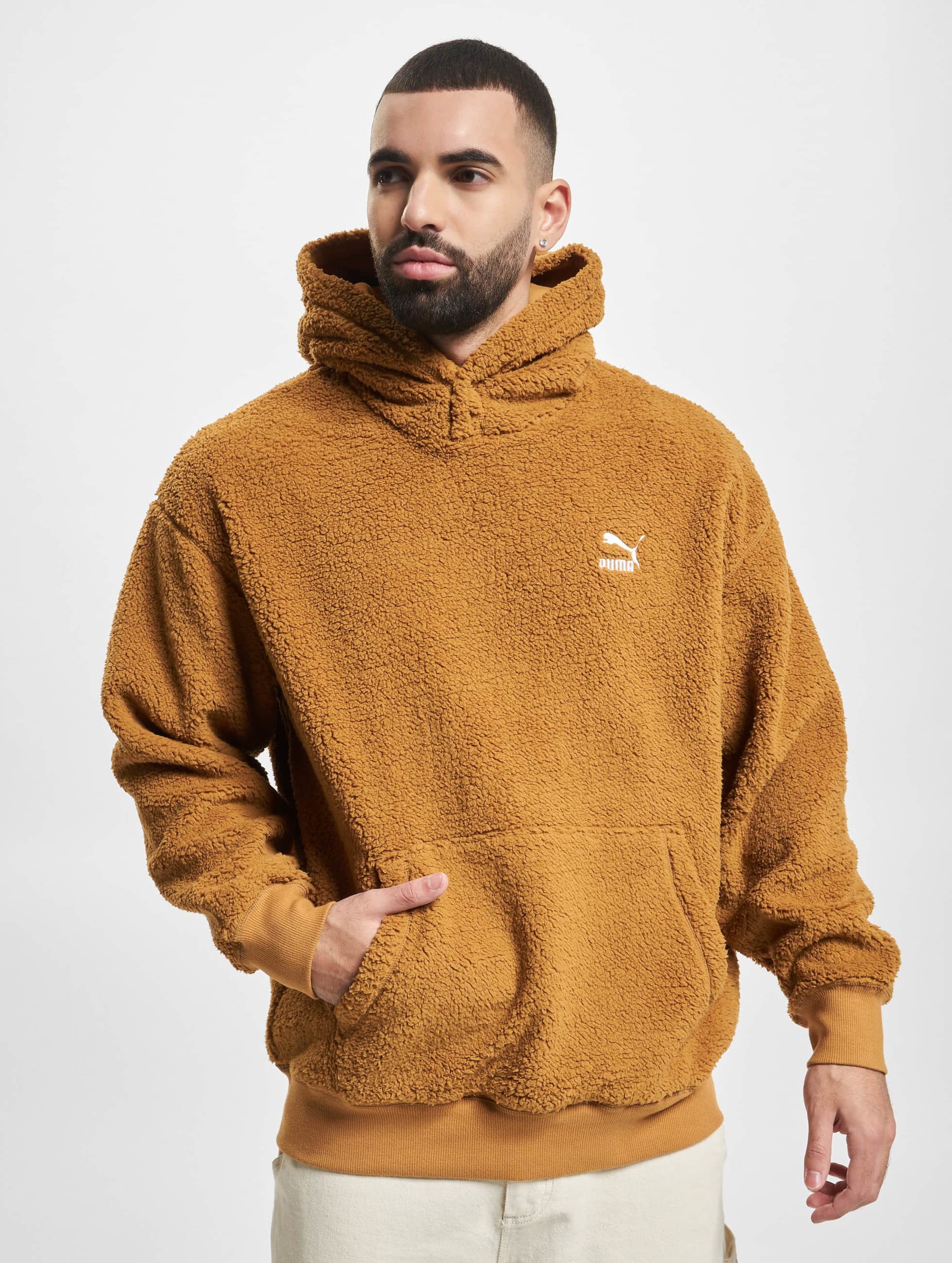 Puma check sherpa on sale hoodie