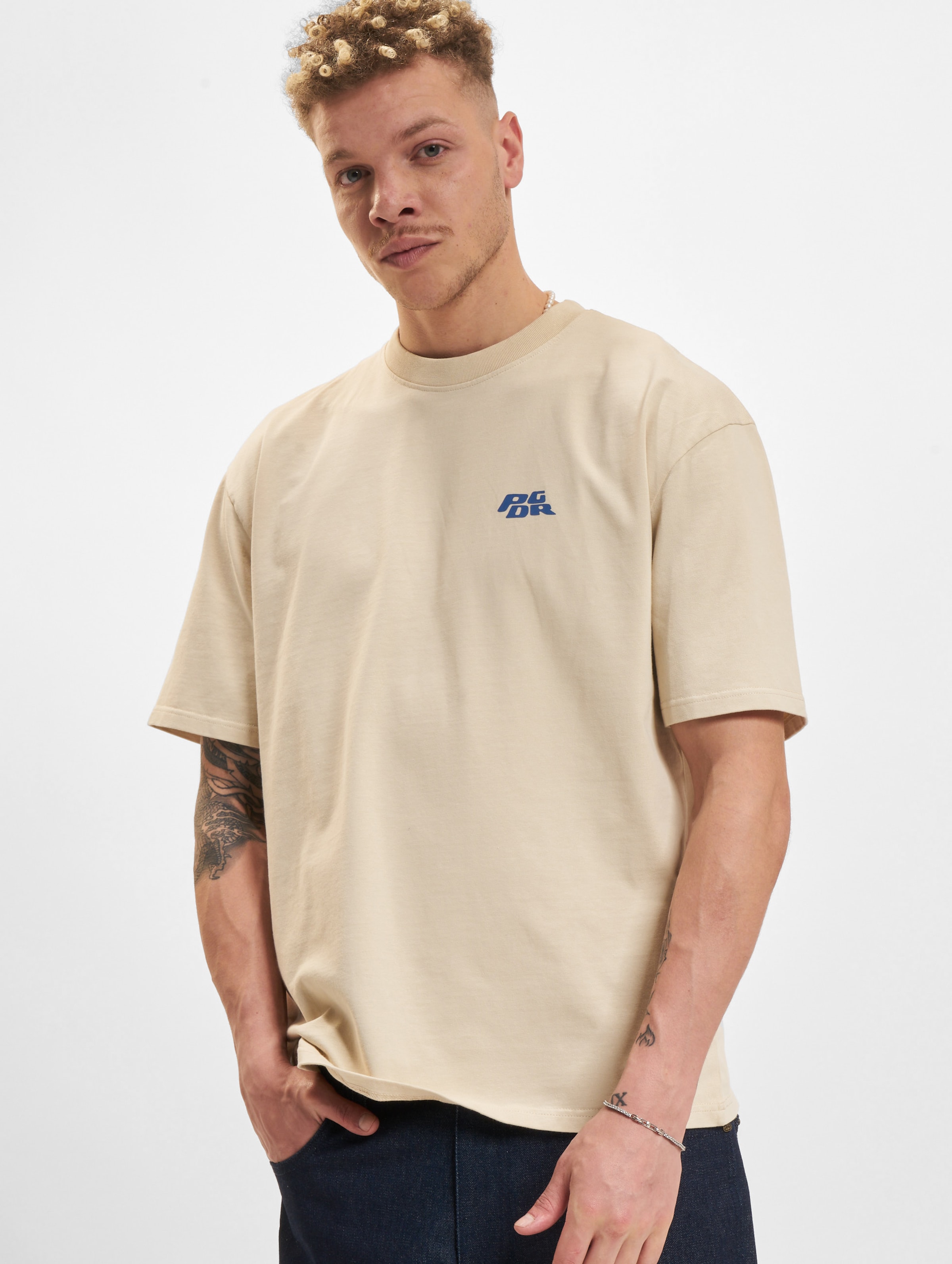 PEGADOR Narson Oversized T-Shirts Mannen op kleur beige, Maat XXL