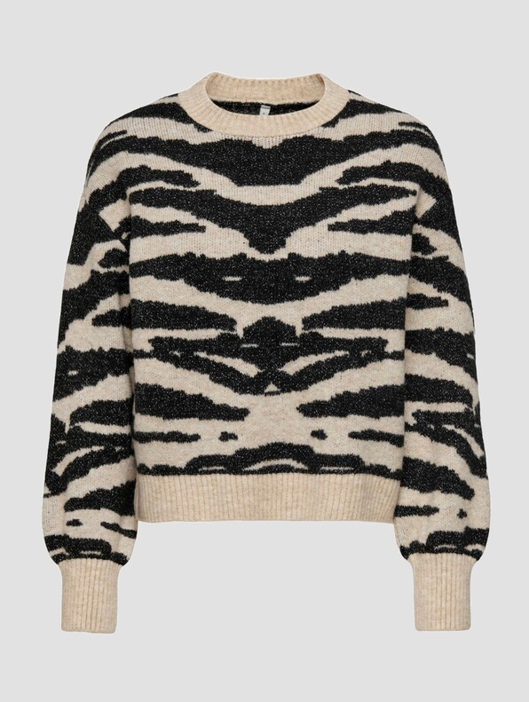 Only Amber O Neck Glitter Knit Pullover-0