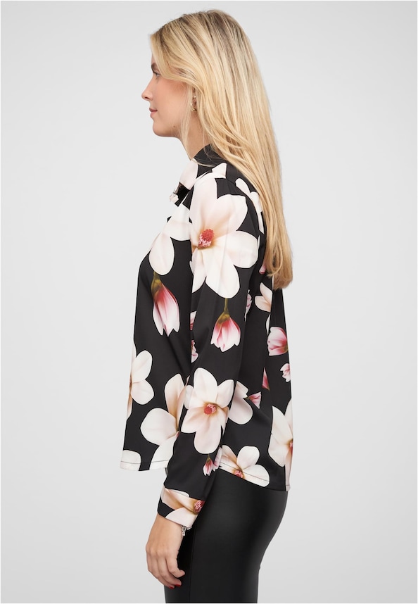 Langarm-Bluse mit Knopfleiste u. Blumenprint-2