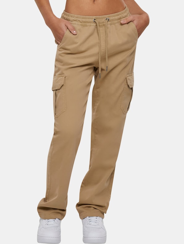 Urban Classics Ladies High Waist Twill Cargohosen-0