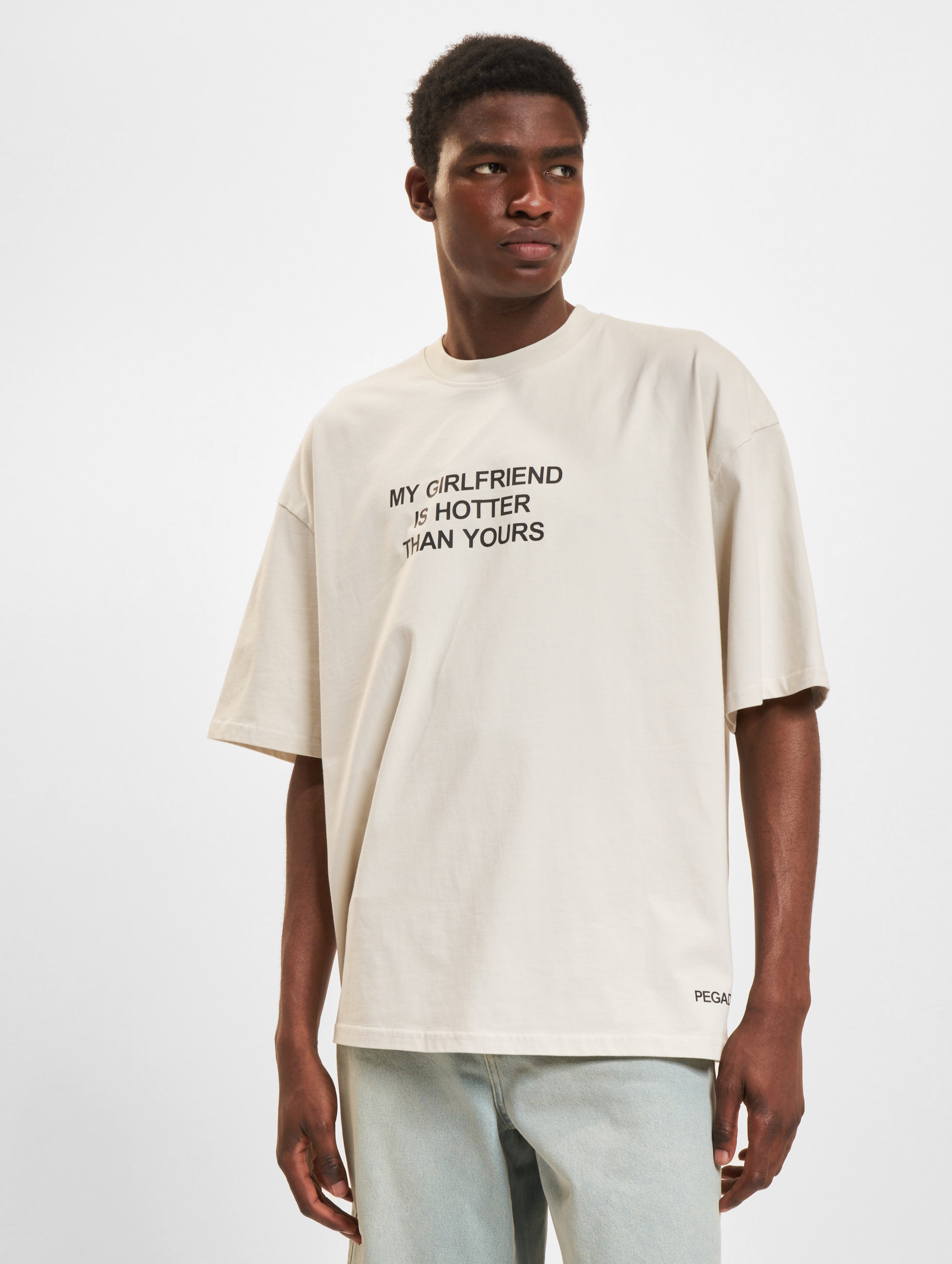 PEGADOR Lobos Boxy T-Shirt Männer,Unisex op kleur beige, Maat L