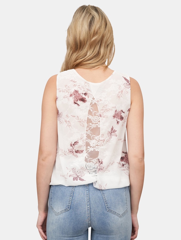 Chiffon Spitzenbesatz Flower Print-1