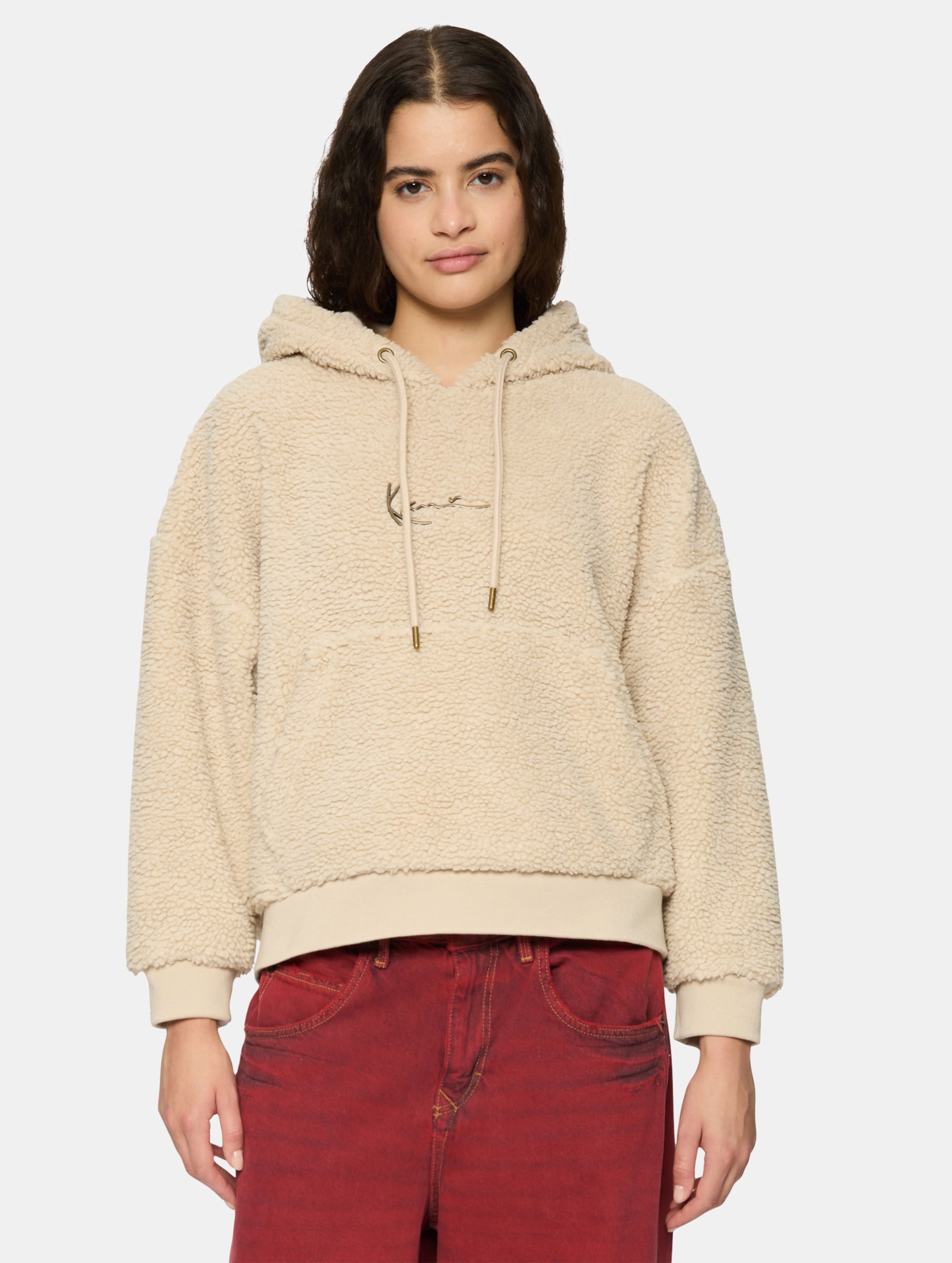 Karl Kani Signature Teddy OS Hoodie op kleur beige, Maat S