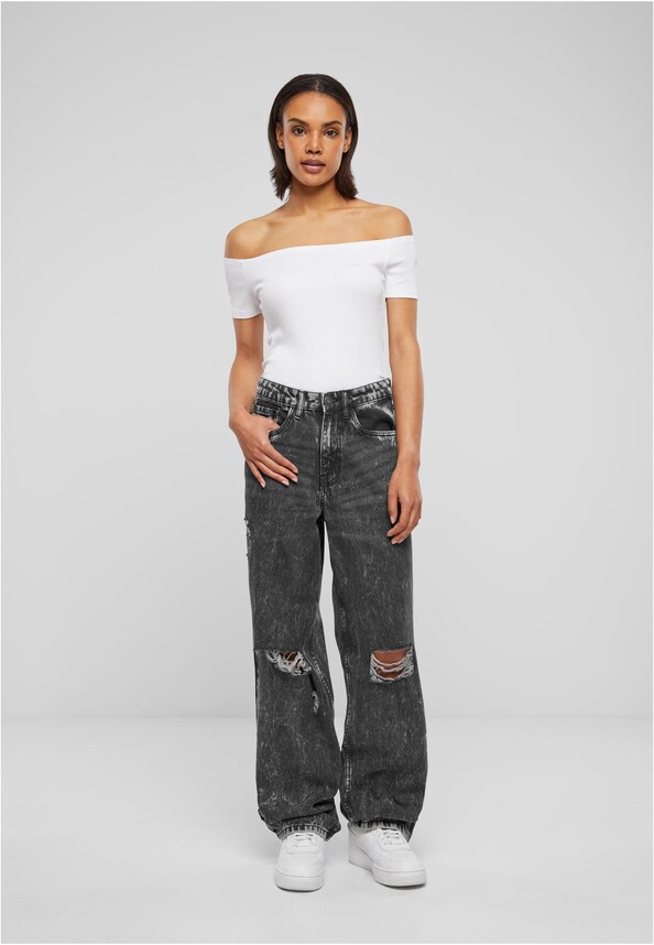Ladies Distressed 90's Wide Leg-4