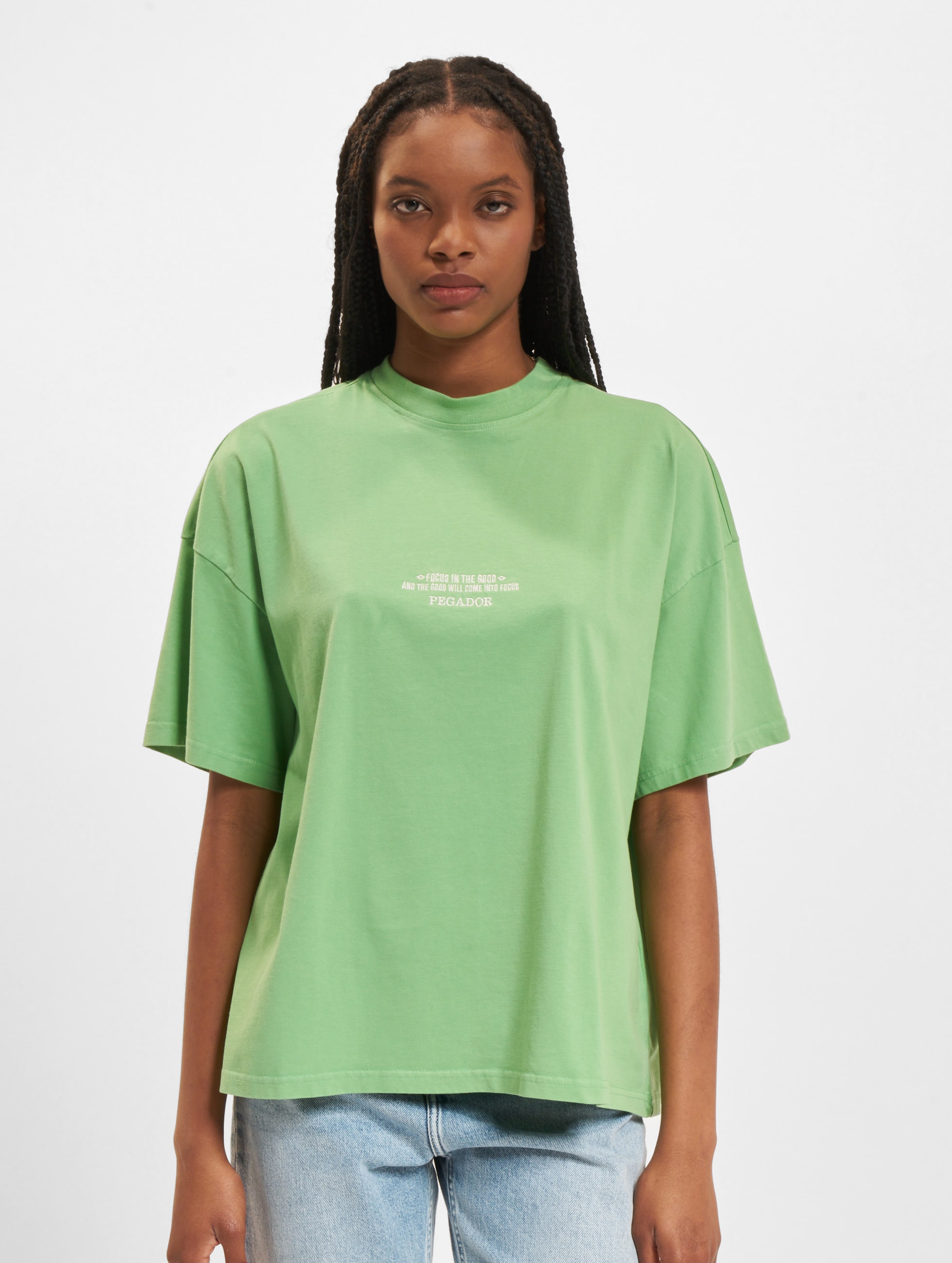 PEGADOR Naia Heavy Oversized T-Shirts Frauen,Unisex op kleur groen, Maat S