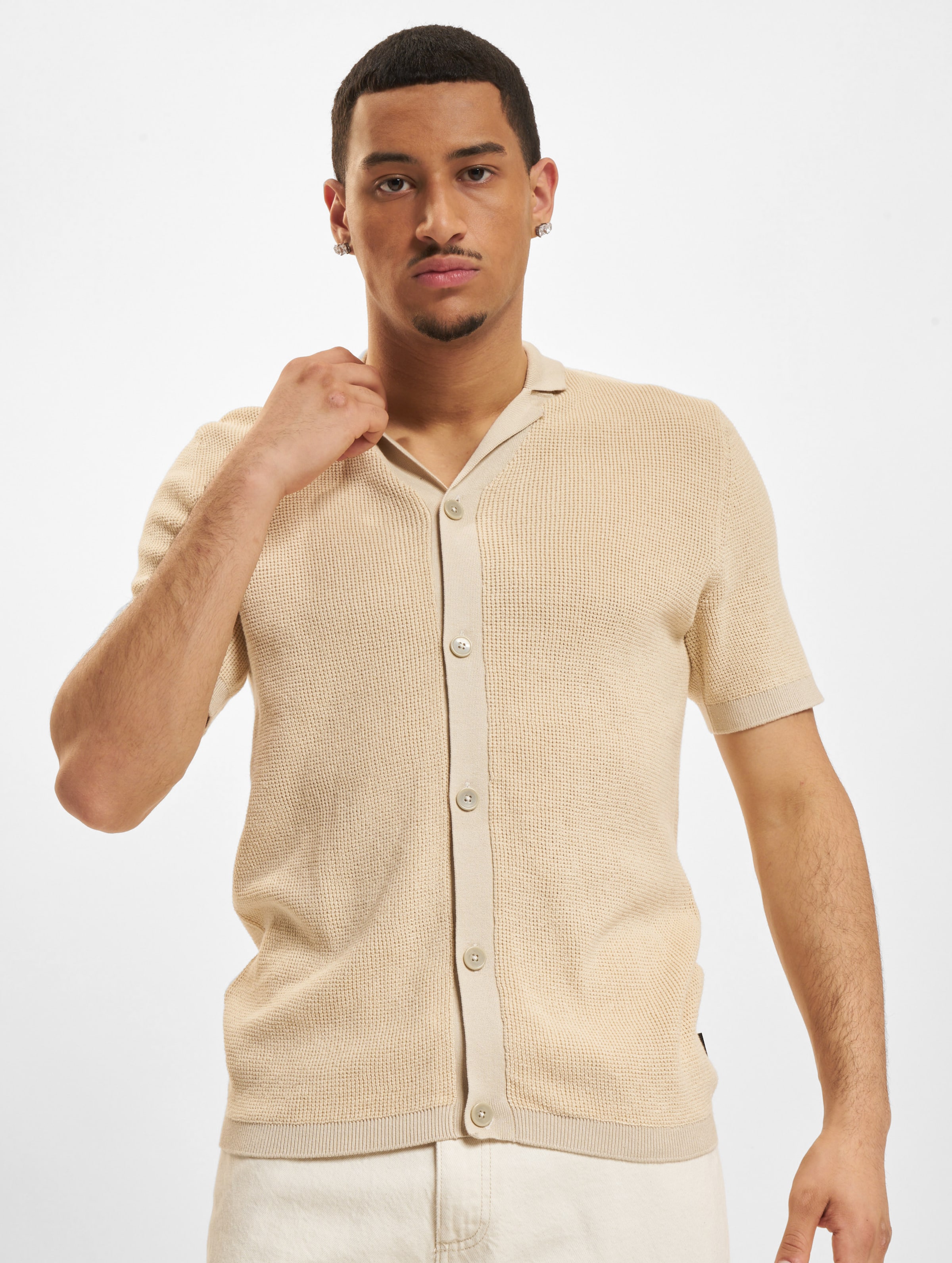 Jack & Jones La Conrad Knit Shirt Mannen op kleur beige, Maat XL