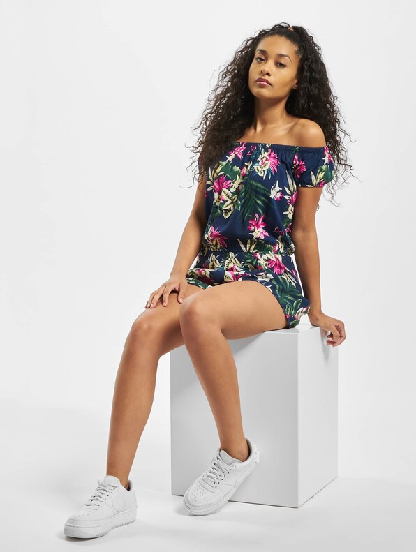 Ladies All Over Print Off Shoulder Short-4