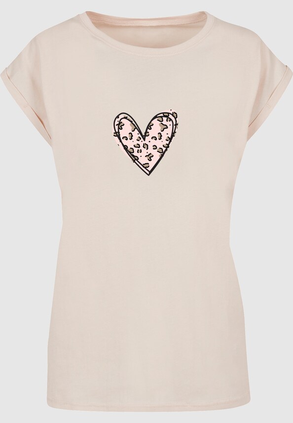 Ladies Valentines Day - Leopard Heart Extended Shoulder-2