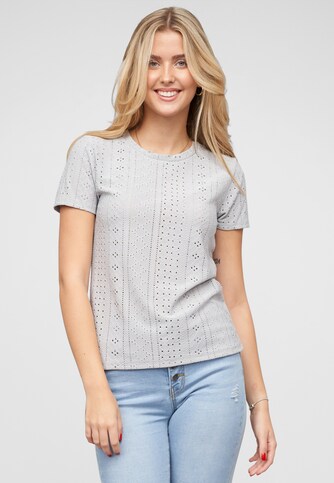 T-Shirt mit Lochmuster und Rundhals