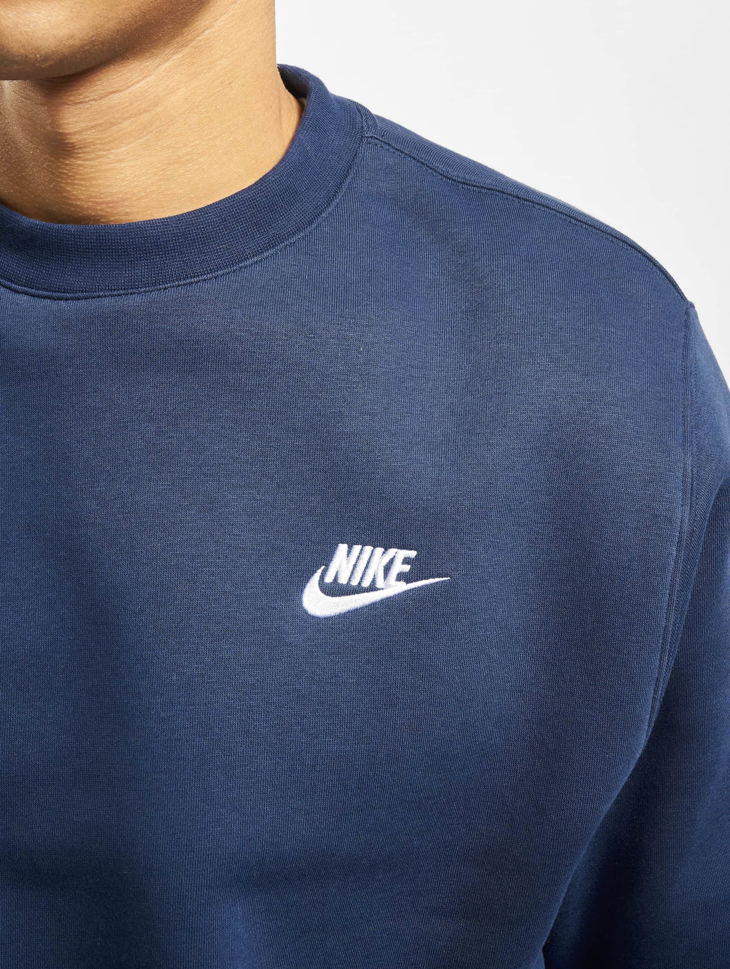 Nike club swoosh crew sweatshirt cheap navy