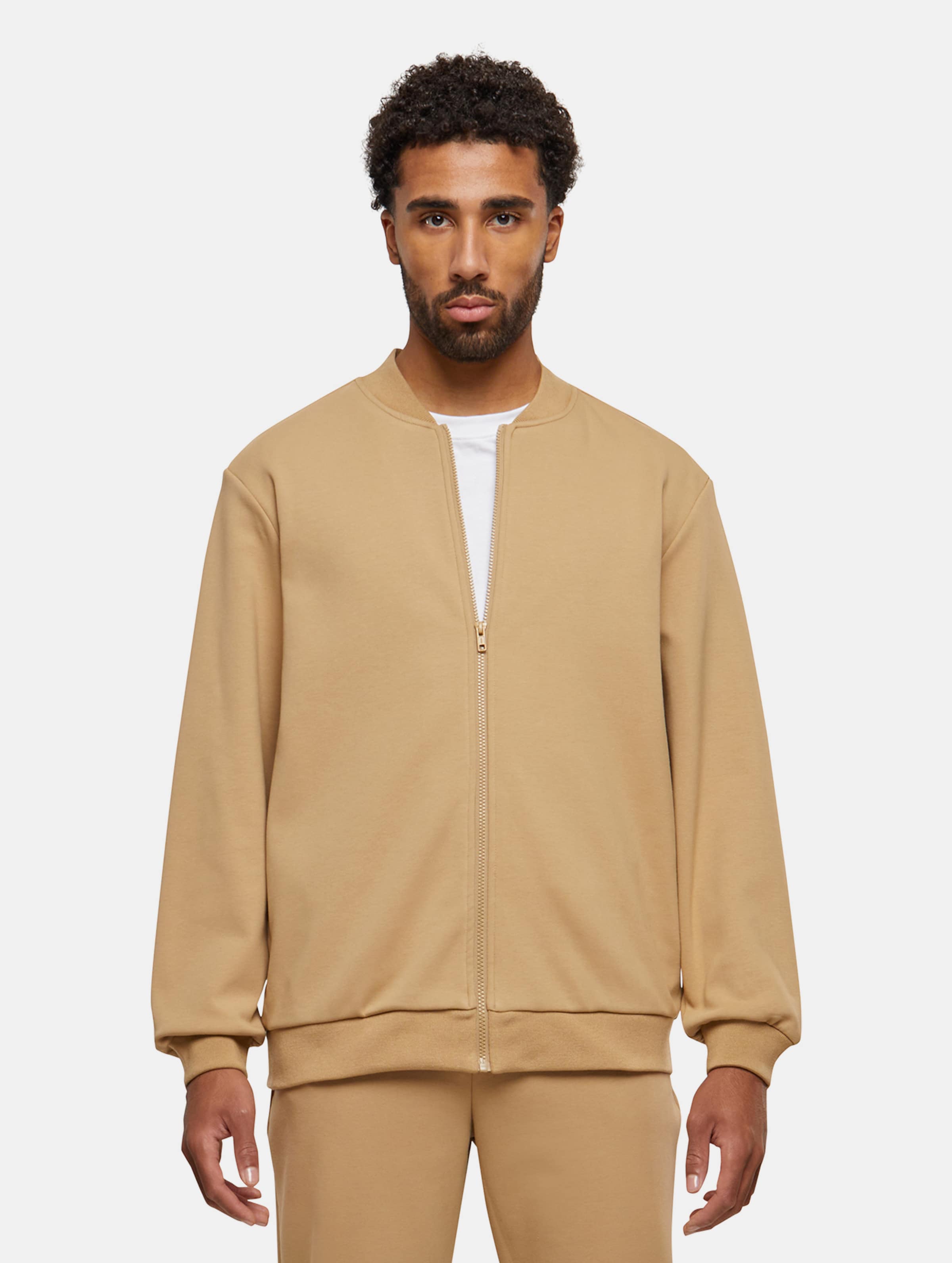 Urban Classics - Cozy College jacket Sweater/trui met rits - XL - Beige