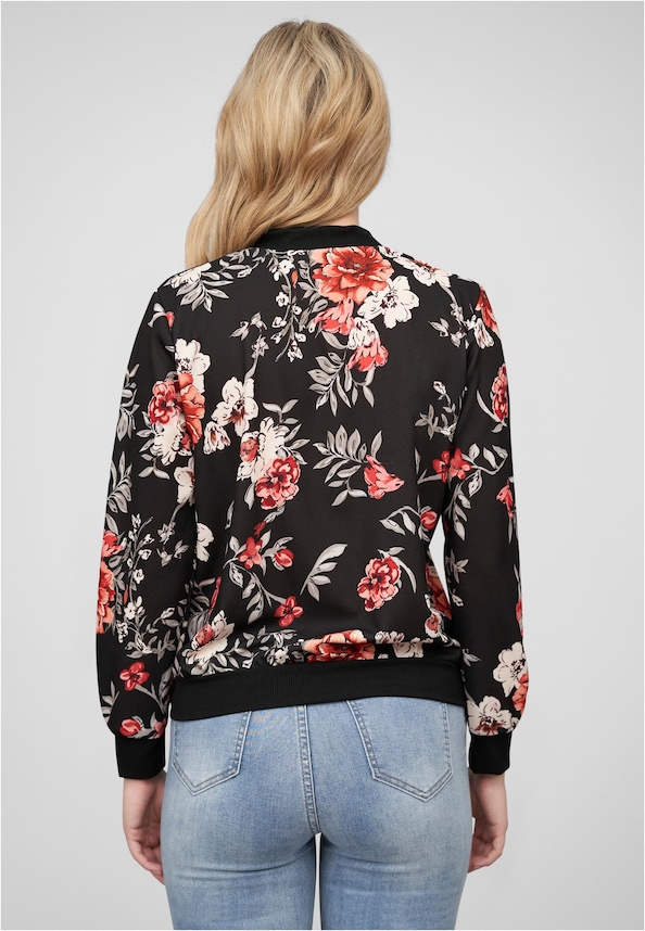 Cloud5ive Damen Blouson Bomberjacke mit Blumen Print-1