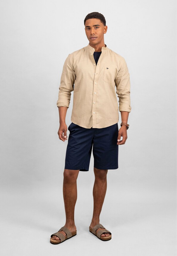 Cotton Linen Solid Stand-Up 1/1-1