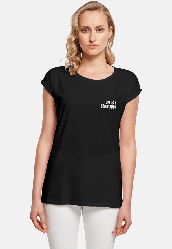 POD Ladies Book Comic Extended Shoulder Tee-0