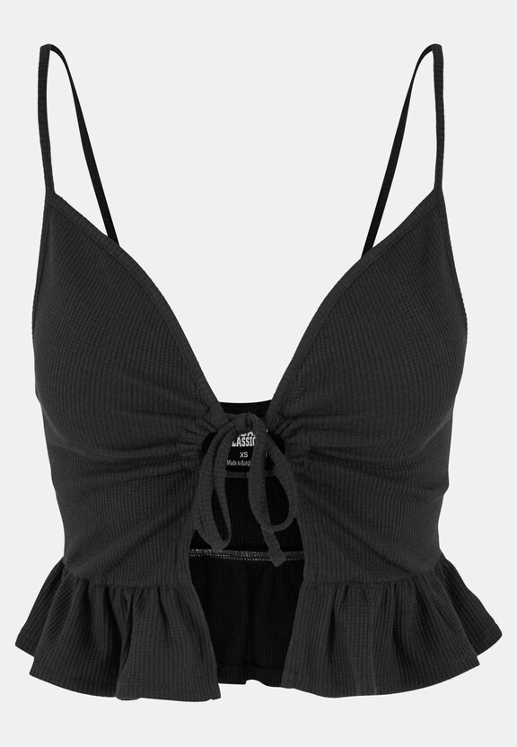 Ladies Waffle Pique Ruffle Top-2