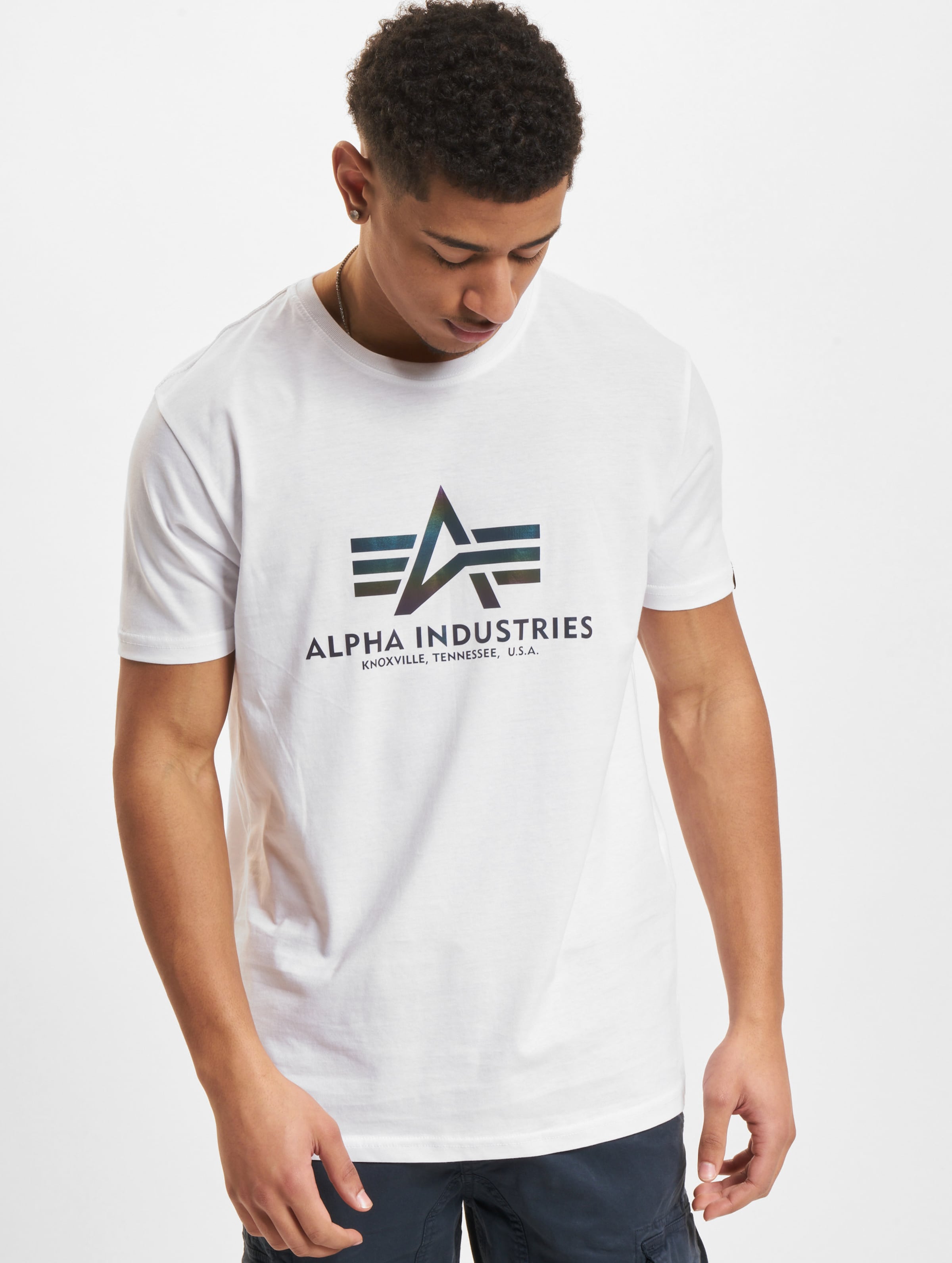 Alpha Industries Basic Rainbow Ref. T-Shirt Mannen,Unisex op kleur wit, Maat 3XL
