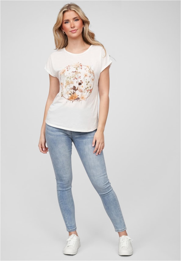 Viskose T-Shirt mit Blumen Print-4