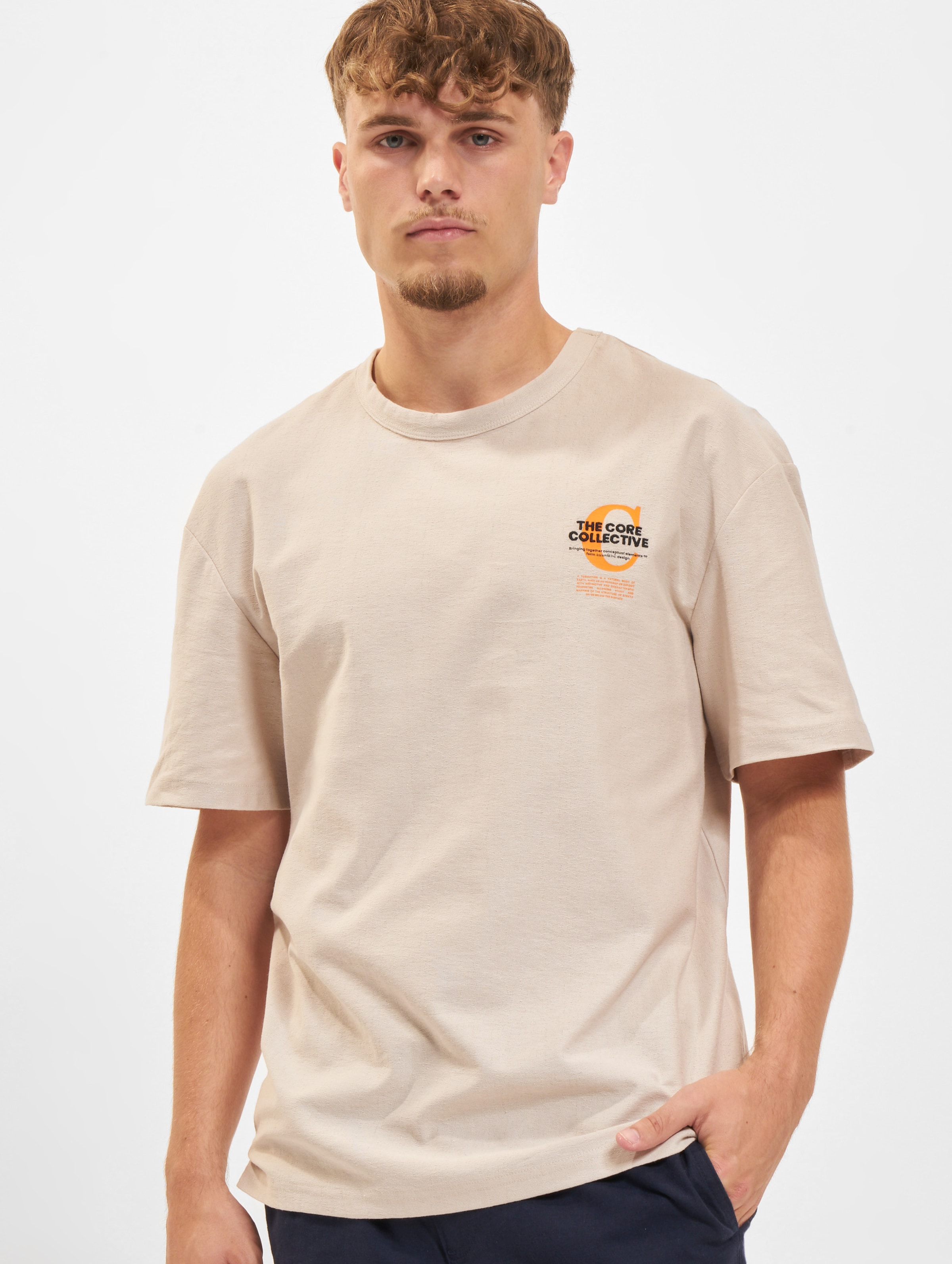 Jack & Jones Holger Crew Neck T-Shirts Männer,Unisex op kleur beige, Maat XL
