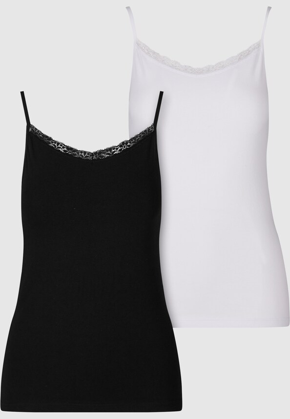 Ladies Basic Tank Top Cotton Lace 2-Pack-7