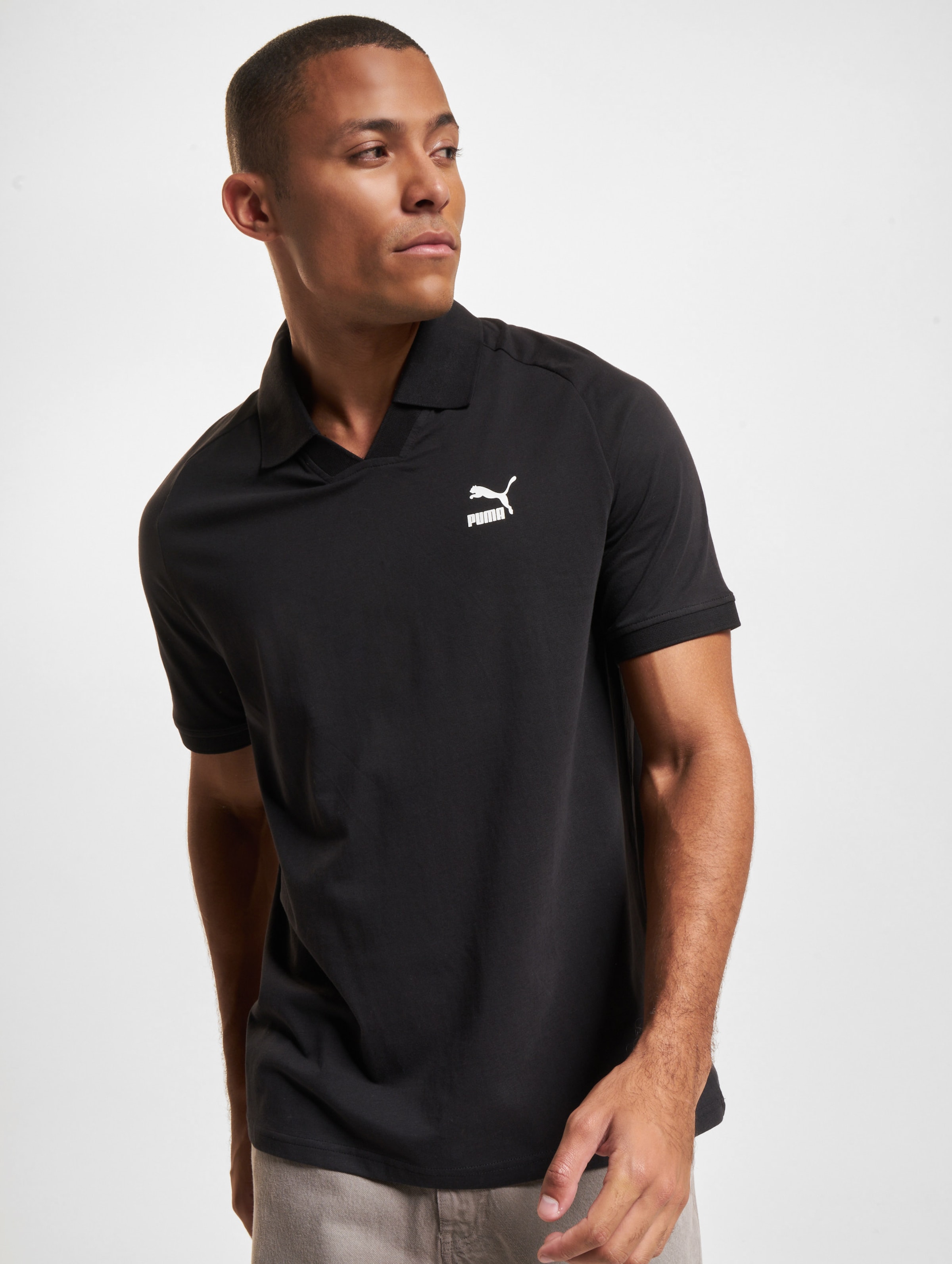 Puma Classics V-Collar Polo Männer,Unisex op kleur zwart, Maat S