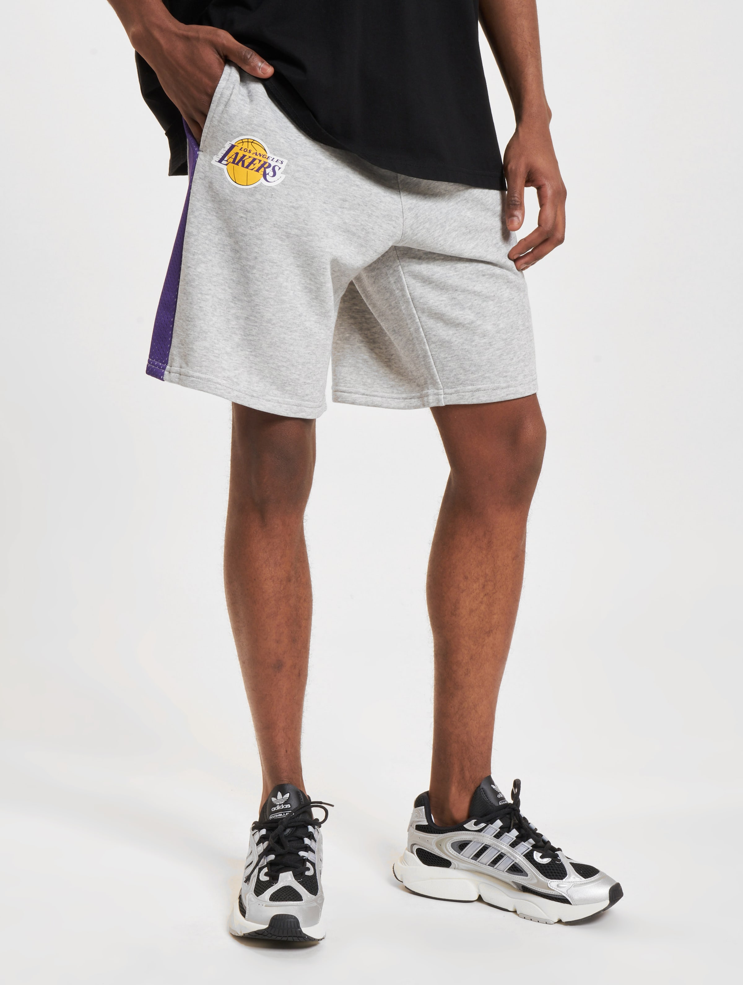 New Era NBA Mesh Panel Oversized LA Lakers Shorts Mannen op kleur grijs, Maat XL