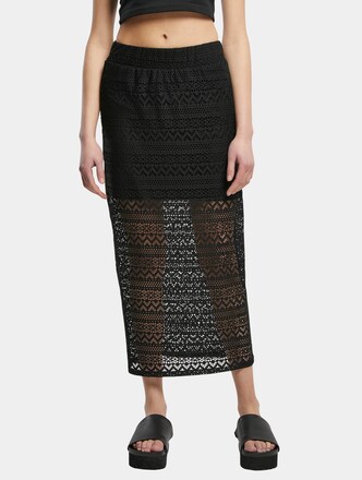 Ladies Stretch Crochet Lace Midi Skirt