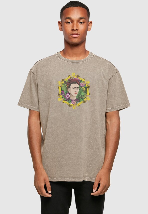 Frida Kahlo - Frame three Acid Washed Heavy Oversize T-0