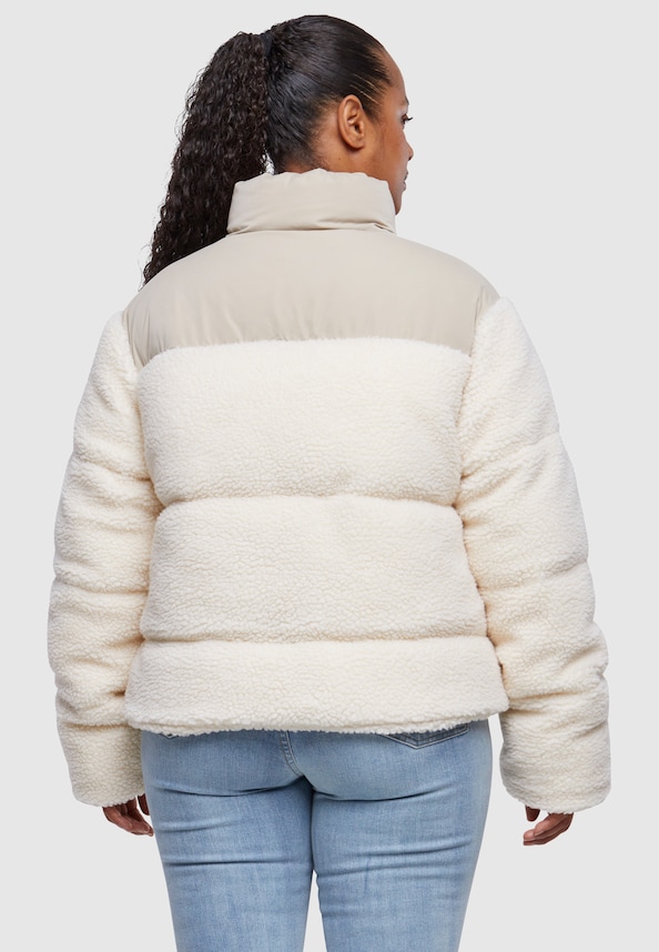 Ladies Short Sherpa Mix Puffer Jacket-13