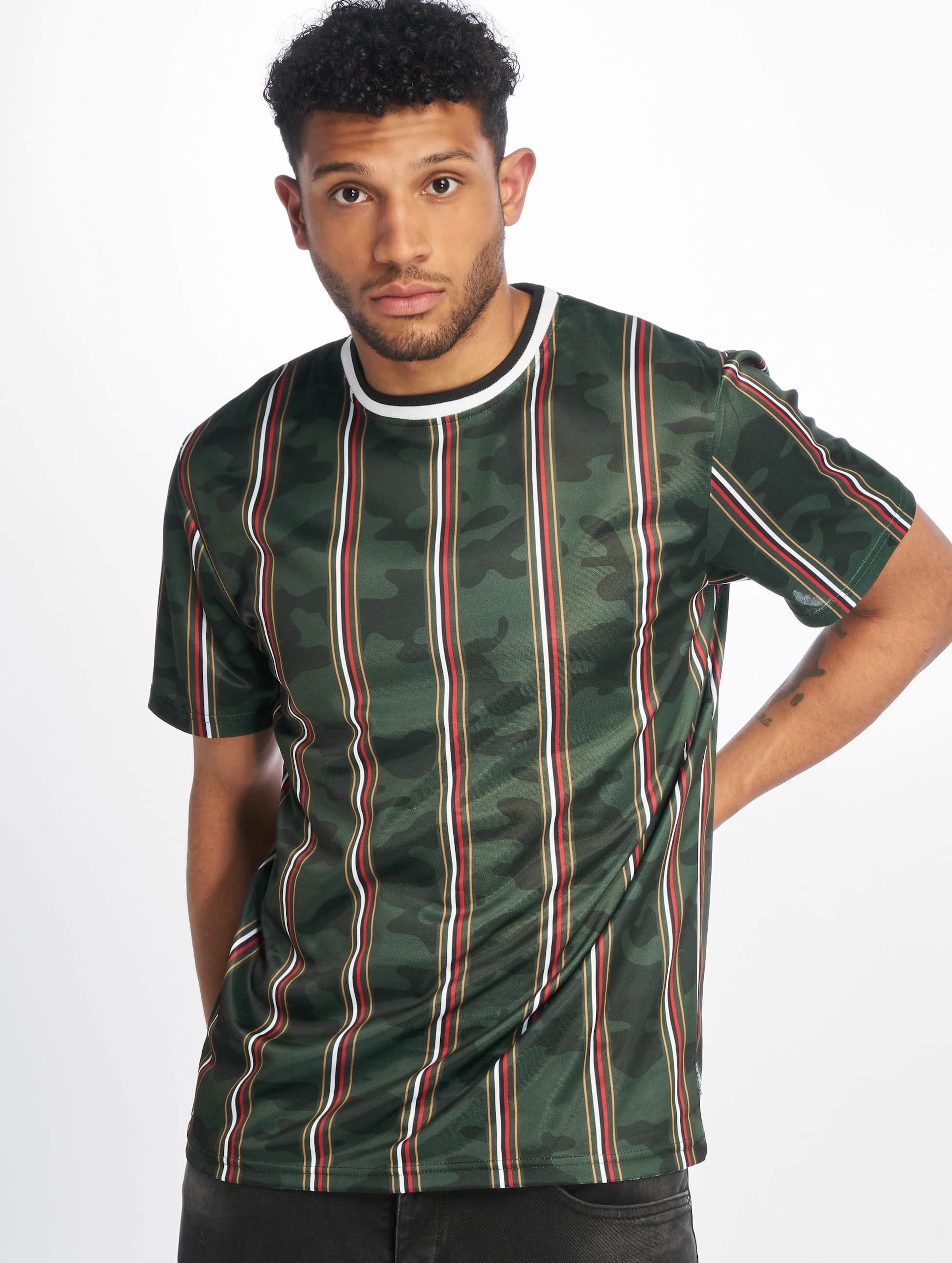 Southpole Thin Vertical Stripes AOP T-Shirt Mannen op kleur groen, Maat XL