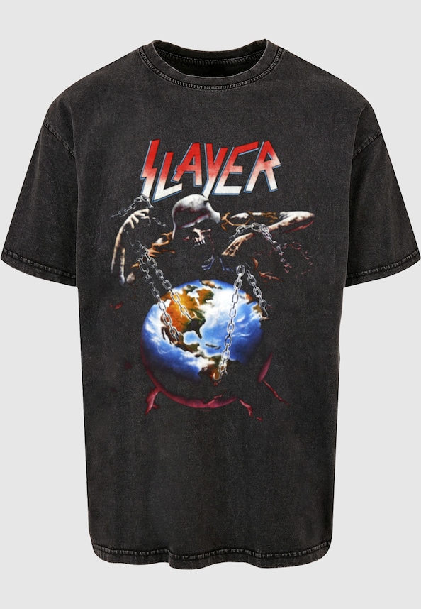 Slayer - Intourvention Acid Washed Oversize Tee-2