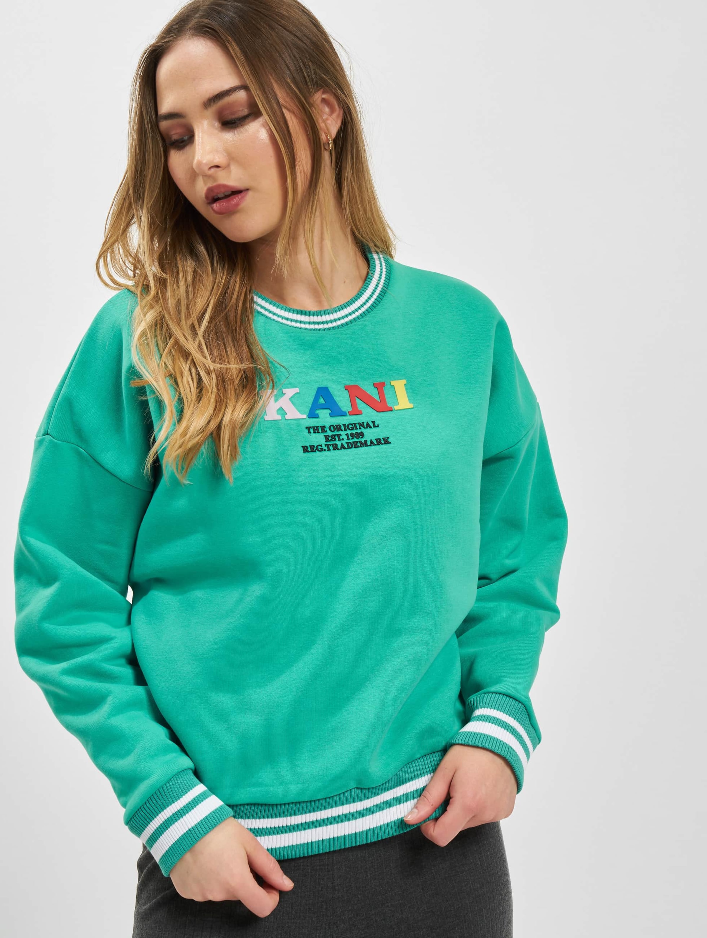 Karl Kani KW213-046-1 KK Retro College Sweater Vrouwen op kleur groen, Maat S