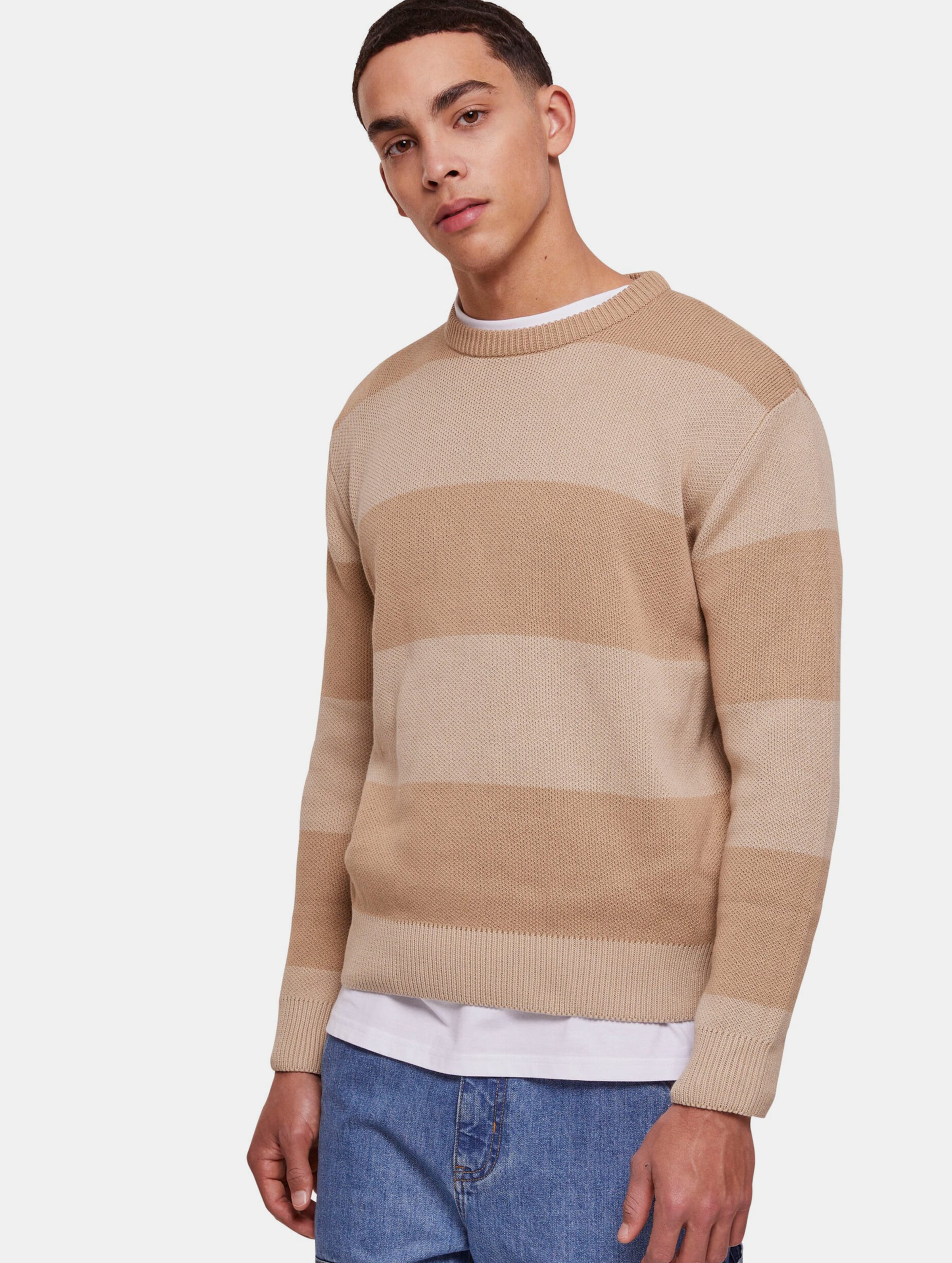 Urban Classics Heavy Oversized Striped Sweatshirt Mannen op kleur beige, Maat 5XL
