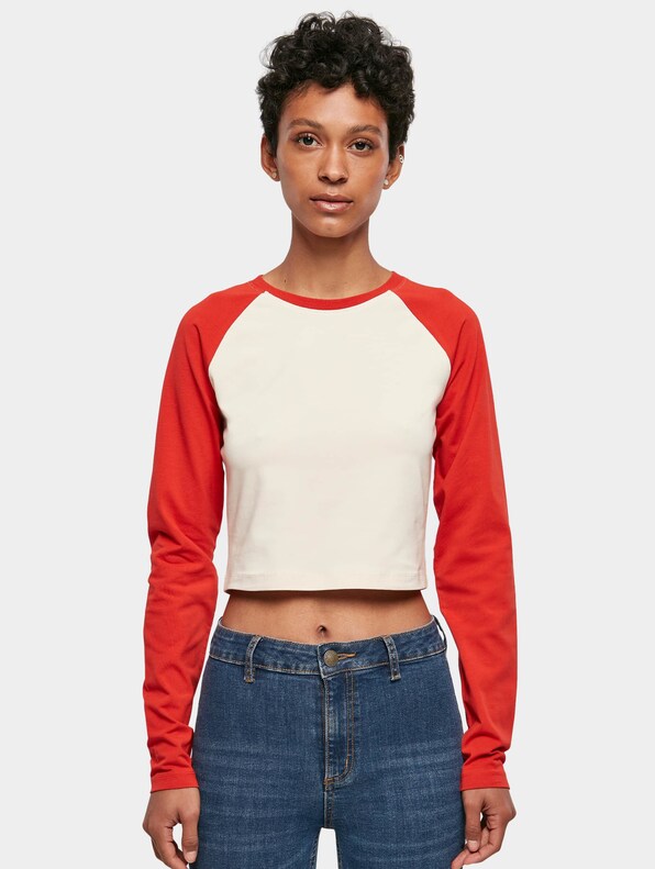 Ladies Organic Cropped Retro Baseball -2