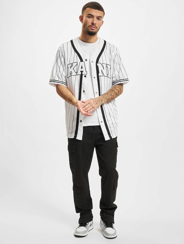 Karl Kani Serif Pinstripe Baseball Shirt-4