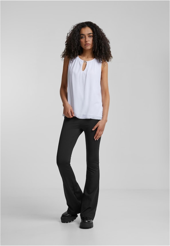 Cloud5ive Damen Chiffon Top mit Schlüsselloch-Kragen und Deko-Schnalle-3