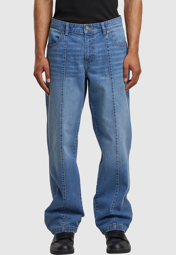 Wide Leg Denim With Dividing Seams-0