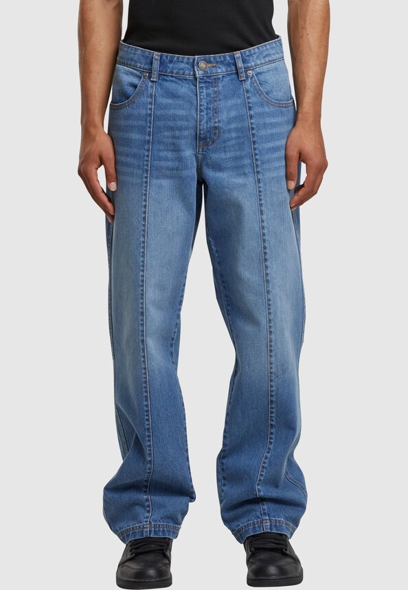 Wide Leg Denim With Dividing Seams-0